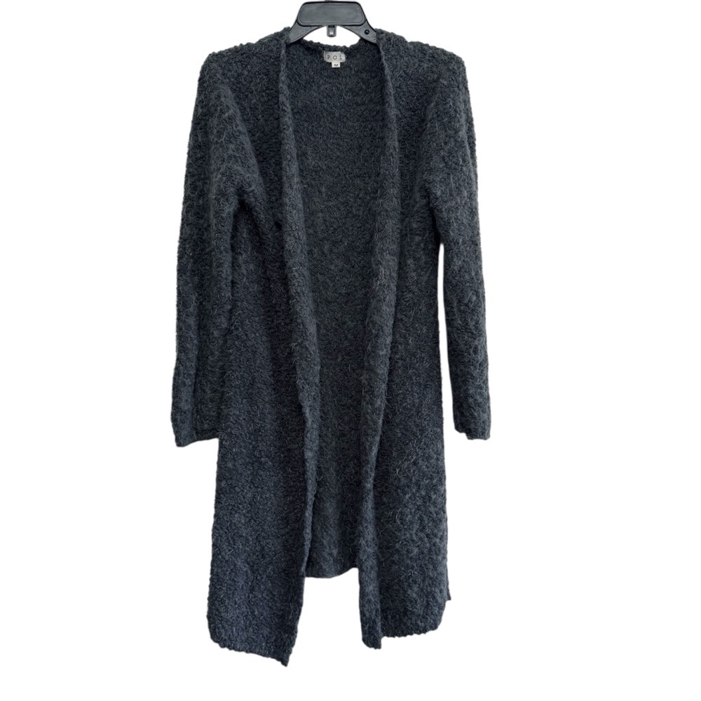 POL Anthropologie Gray Eyelash Knit Long Duster Cardigan Size M - Picture 2 of 7